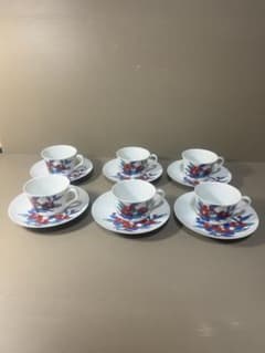 2464 人間国宝 今泉今右衛門 椿絵ティーカップ・ソーサー 6客組 未使用