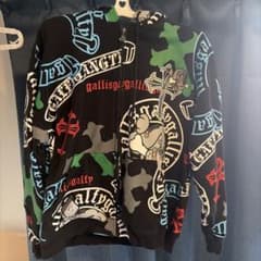 GALFY 総柄 ジップアップ パーカー ブラック　今週限定発売　メイルさん専用 GALFY 総柄 ジップアップ パーカー ブラック 今週限定発売 メイルさん