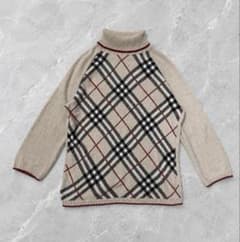 BURBERRY BLUELABEL ノバチェック 七分袖 タートルネックニット - メルカリ