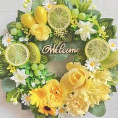 フラワー・リース Lemon 爽やか レモン ナチュラル イエロー ウエルカム フラワーリース 玄関