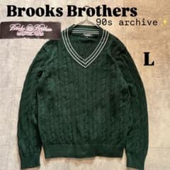 希少90sブルックスブラザーズ カントリークラブ チルデンセーター L 深緑