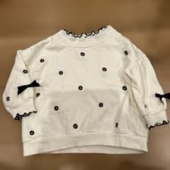 mamaraku 花柄刺繍リボン付きトレーナー