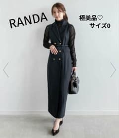 極美品】RANDA ダブルブレストジャケットワンピース 0 ネイビー 金 