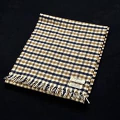 old Aquascutum カシミヤ混 マフラー スコットランド製 チェック柄