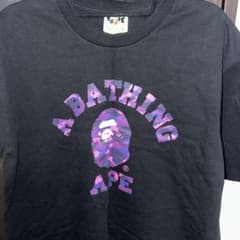A BATHING APE Tシャツ パープルカモロゴ Lのサムネイル