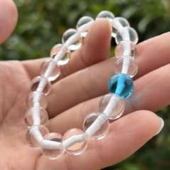【直輸入】高波動 アンダラクリスタル クリア×水色 ブレスレット 10mmのサムネイル