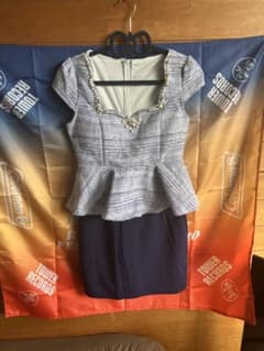 ほぼ未使用⭐︎ツイード ペプラム ミニドレス パール ビジュー