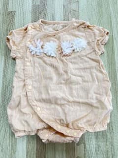 花飾り付きロンパース 60-70cm オレンジ系のサムネイル