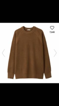 【送料無料】 ワッフルクルーネックセーター ブラウン L メンズ GU プチプラのサムネイル