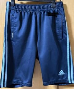 adidas アディダス ハーフパンツ S ネイビー×水色 3本ラインのサムネイル