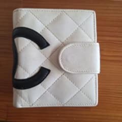 CHANEL カンボンライン 二つ折り財布 ホワイト×ブラック - メルカリ