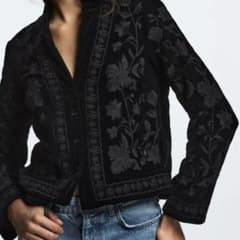 ZARA ベロア刺繍ジャケット - メルカリ