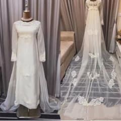 アメリカ産レア アイボリー レース付きウェディングドレス花嫁USA1970S アメリカ産レア アイボリー レース付きウェディングドレス花嫁USA1970S