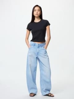 ユニクロ UNIQLO バギーカーブジーンズ 62ブルー 24インチのサムネイル