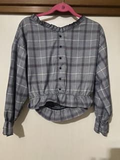 ブラウス　チェック　グレーのサムネイル