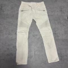 BALMAIN PARIS biker denim white 蛇腹 29