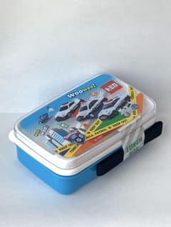 【新品、未使用】トミカ 弁当箱 （1段）水色 ベルト、箸付き 容量380mlのサムネイル