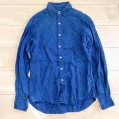 SHIPS サフィラン社 リネン100％ 長袖シャツ レギュラーカラー Sサイズ