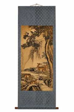 沈铨九如图 中国画 掛け軸 水墨画 和室 玄関 茶室 壁掛け 美術品