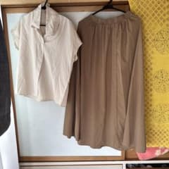 スキッパーシャツ ロングスカート セットアップのサムネイル