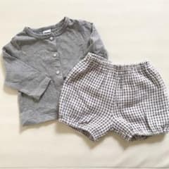 SHIPS KIDS カーディガン×チェックキュロットセットのサムネイル