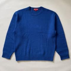 Supreme ニット セーター 刺繍ロゴ　ウール混素材　青　Sのサムネイル