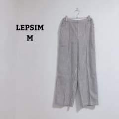 LEPSIM Easy Pants, Wide Leg, Striped, Elastic Waistband, Stretch, Lightweight, Size M