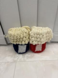ポップコーン巾着2個セット　ハンドメイド　編み物のサムネイル
