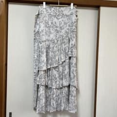 SNIDEL プリーツスカート 花柄 ロング丈 リボン　フリルサイズ0のサムネイル