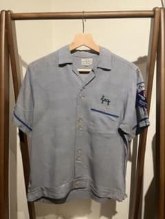 50s/60s ボーリングシャツ レーヨン　ヴィンテージワッペン付きのサムネイル