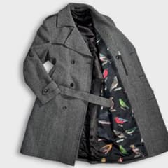 近年 美品 L ポールスミス カシミヤ ヘリンボーン ダブルチェスター