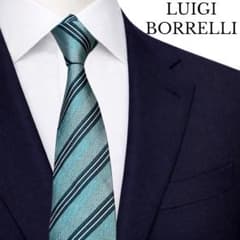 タグ付】LUIGI BORRELLI ルイジボレッリ ネクタイ ストライプ 青