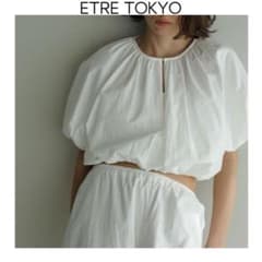 24SS ETRE TOKYO スキッパーギャザーバルーンブラウス 洗える 白色