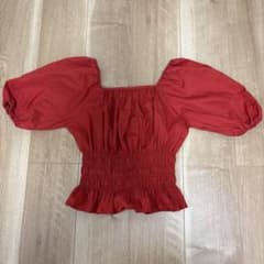 MOUSSY レッド パフスリーブ ブラウスのサムネイル