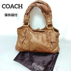 COACH コーチ がま口 レザー トートバッグ ハンドバッグ ブラウン 保存袋 COACH コーチ がま口 レザー トートバッグ ハンドバッグ ブラウン 保存