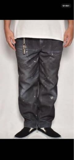 US 三軒茶屋　アス　転写　ダブルニー　イージーパンツ　フェードブラック US 三軒茶屋 アス 転写 ダブルニー イージーパンツ フェードブラック