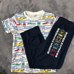 電車・車プリントTシャツと長ズボンセットのサムネイル