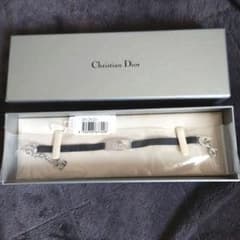 Christian Dior 新品未使用タグ付 黒サテンリボン　ブレスレットのサムネイル