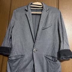 グレー 七分袖ジャケット ドット柄カフスのサムネイル