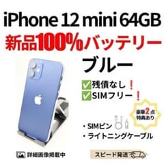 バッテリー100% iPhone 12 mini ブルー 64GB シムフリー - メルカリ