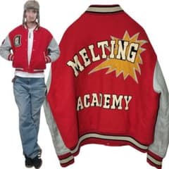 スタジャン 短丈 ヴィンテージ USED ユーズド 古着 L アメカジ レッド