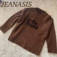 JEANASIS ジーナシス ニット セーター ロゴ入り　ブラウン クルーネックのサムネイル