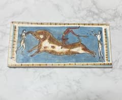 希少】ギリシャ クノッソス宮殿 壁画「牛跳び」レプリカ プレート