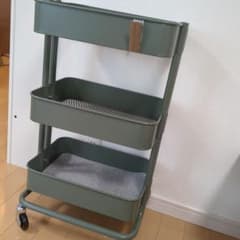 すぐ発送！おまけつきIKEA  3段ワゴン　RÅSKOG ロースコグ　カーキのサムネイル