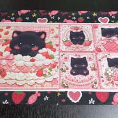 未使用 可愛い猫ちゃんパネル生地2枚＆いちごキャンディ柄生地 - メルカリ