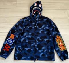 希少】A BATHING APE シャーク マウンテンパーカー ネイビーカモ 