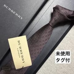 未使用タグ付 バーバリーロンドン ネクタイ 紫 ドット ホース騎士