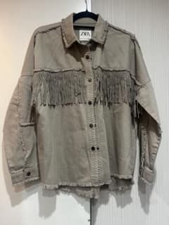 ZARA フリンジデザイン デニムジャケット オーバーサイズ Sサイズのサムネイル