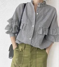 スピックアンドスパン】 コットンシルクティアードフリル ブラウス