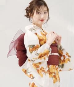 レディース 浴衣 帯セット 花柄 アイボリーのサムネイル